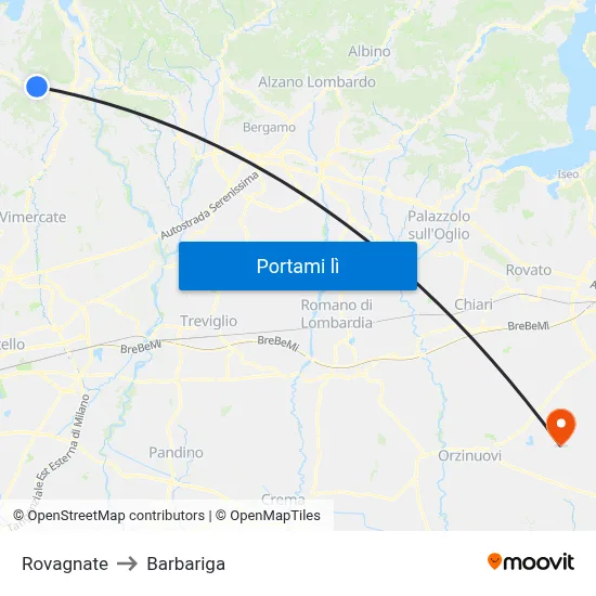 Rovagnate to Barbariga map