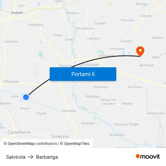 Salvirola to Barbariga map