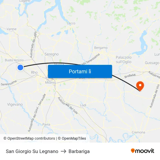 San Giorgio Su Legnano to Barbariga map