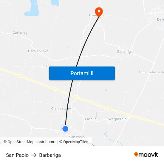 San Paolo to Barbariga map