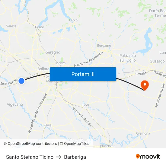 Santo Stefano Ticino to Barbariga map