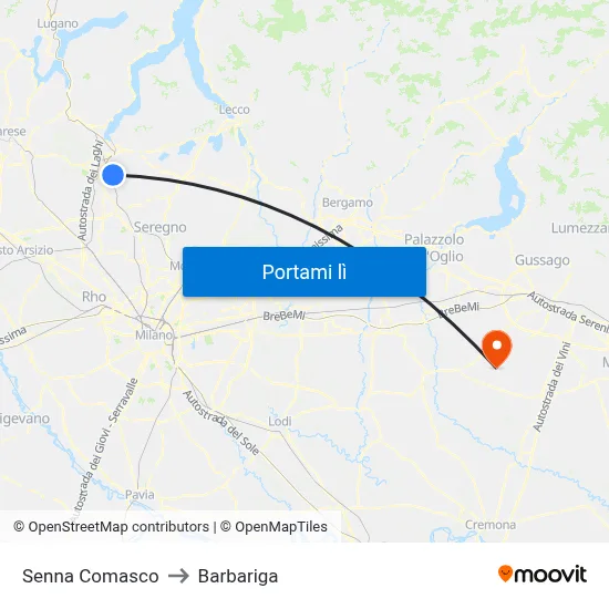 Senna Comasco to Barbariga map