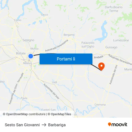Sesto San Giovanni to Barbariga map