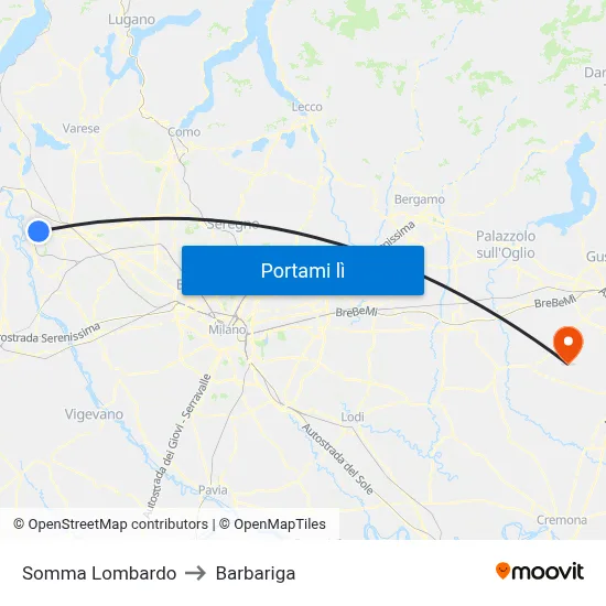 Somma Lombardo to Barbariga map