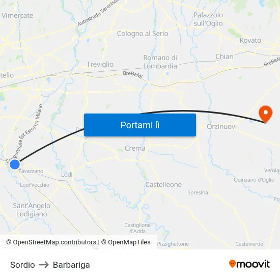Sordio to Barbariga map