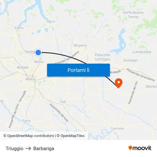 Triuggio to Barbariga map