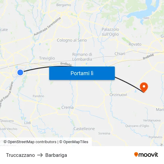 Truccazzano to Barbariga map