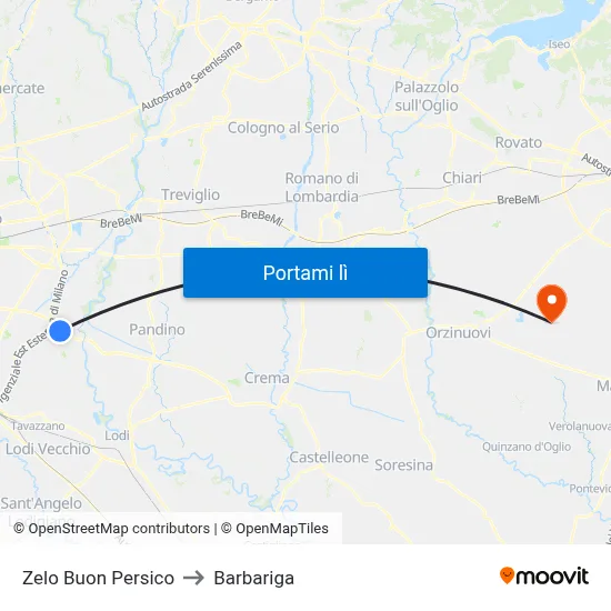 Zelo Buon Persico to Barbariga map