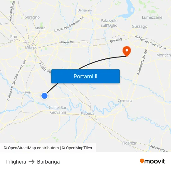 Filighera to Barbariga map