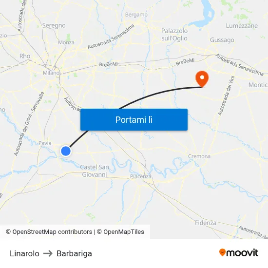 Linarolo to Barbariga map