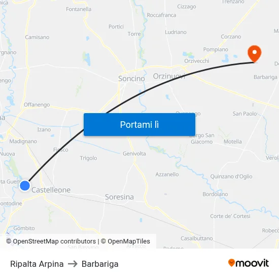 Ripalta Arpina to Barbariga map