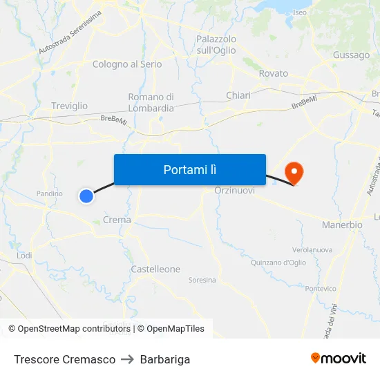Trescore Cremasco to Barbariga map
