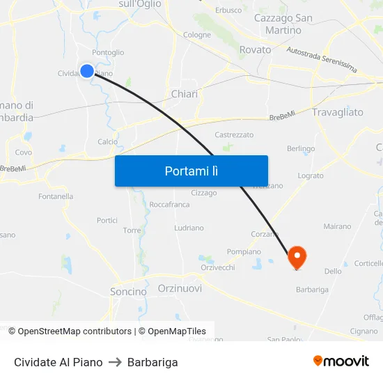 Cividate Al Piano to Barbariga map