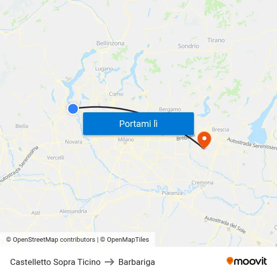 Castelletto Sopra Ticino to Barbariga map