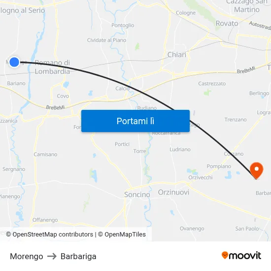 Morengo to Barbariga map