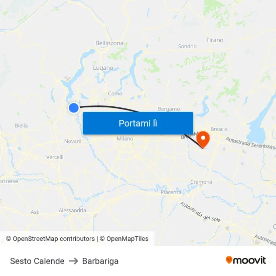 Sesto Calende to Barbariga map