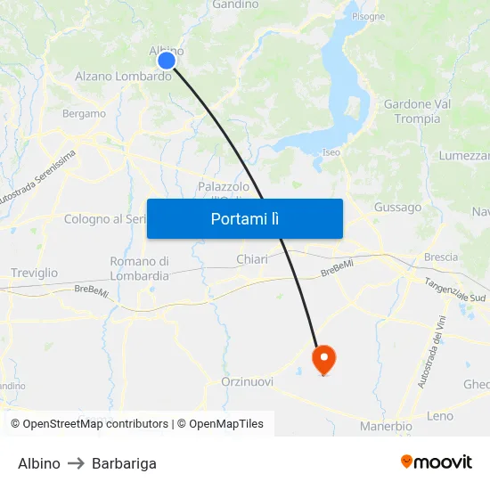 Albino to Barbariga map