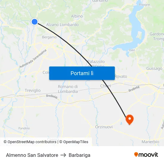 Almenno San Salvatore to Barbariga map