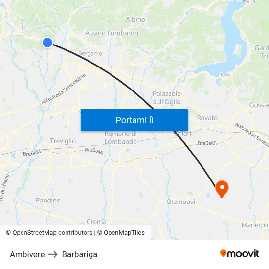 Ambivere to Barbariga map