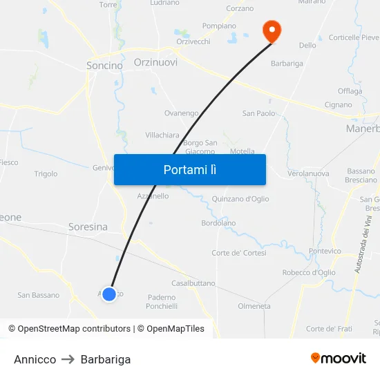 Annicco to Barbariga map