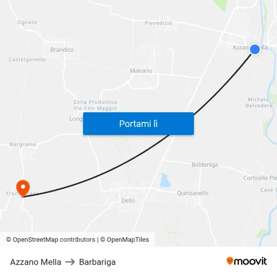 Azzano Mella to Barbariga map