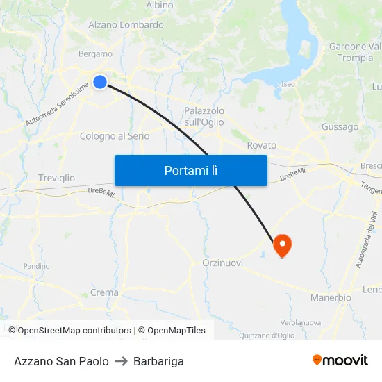 Azzano San Paolo to Barbariga map