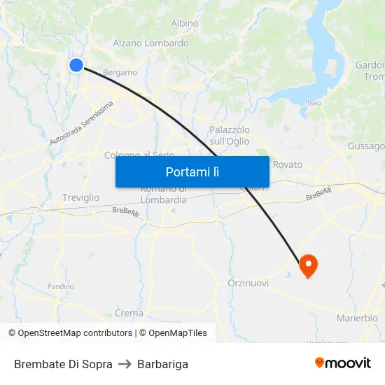 Brembate Di Sopra to Barbariga map