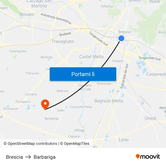 Brescia to Barbariga map