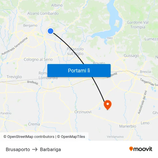 Brusaporto to Barbariga map