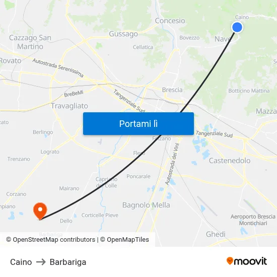 Caino to Barbariga map