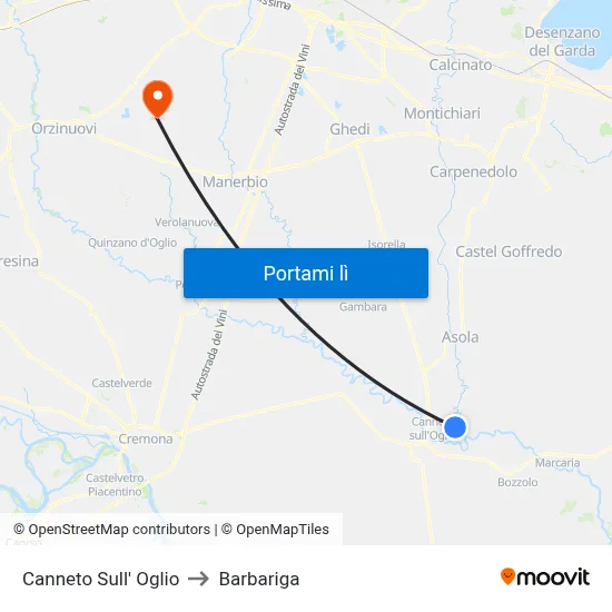 Canneto Sull' Oglio to Barbariga map