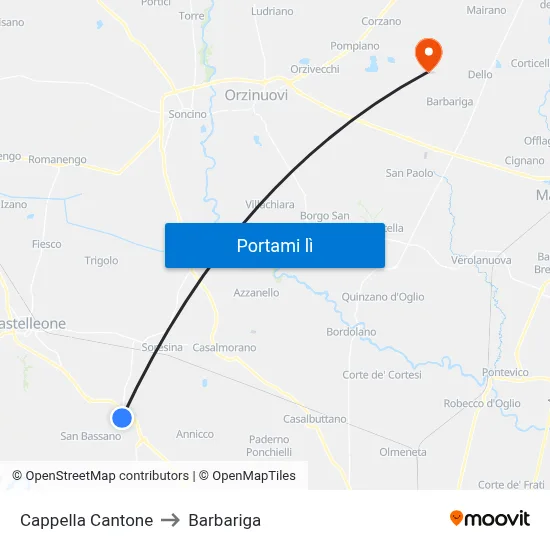 Cappella Cantone to Barbariga map
