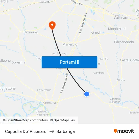 Cappella De' Picenardi to Barbariga map