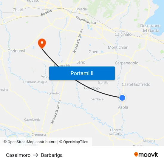 Casalmoro to Barbariga map