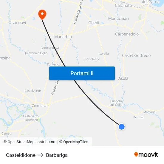 Casteldidone to Barbariga map