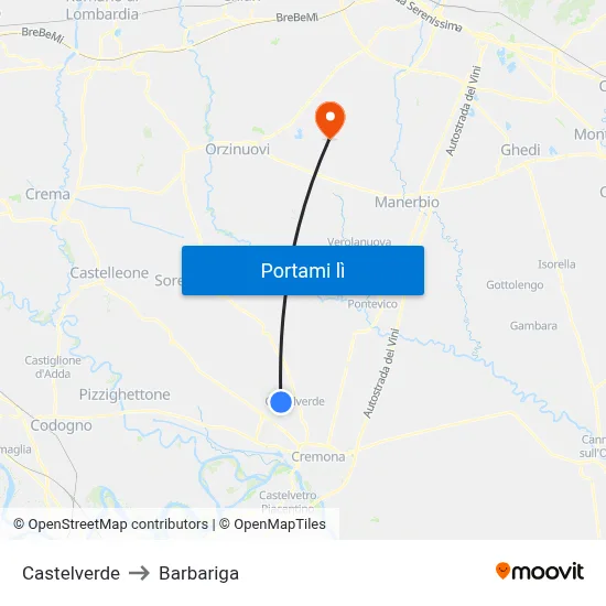 Castelverde to Barbariga map