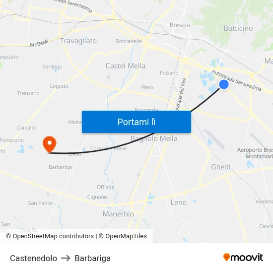Castenedolo to Barbariga map