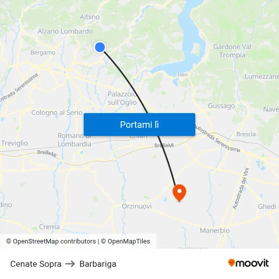 Cenate Sopra to Barbariga map