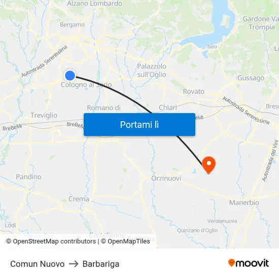 Comun Nuovo to Barbariga map