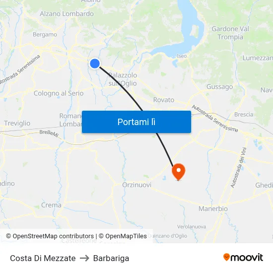 Costa Di Mezzate to Barbariga map
