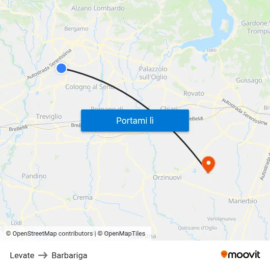 Levate to Barbariga map