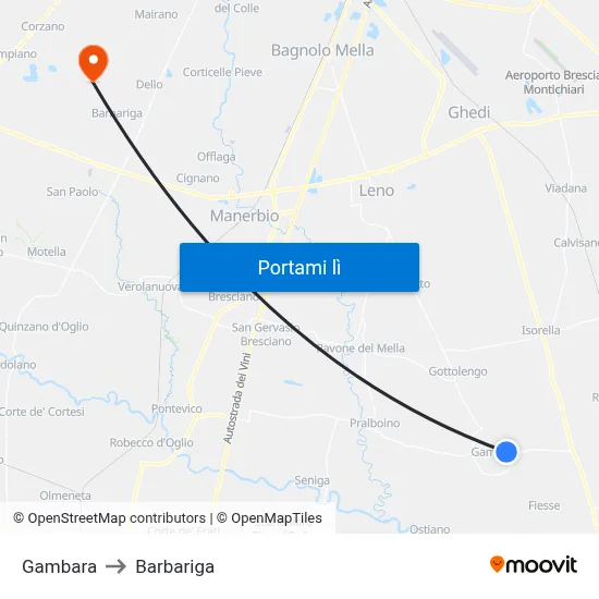 Gambara to Barbariga map