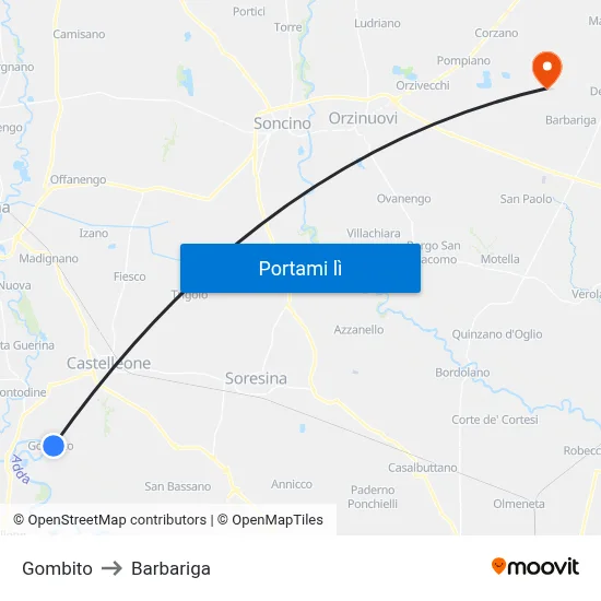 Gombito to Barbariga map