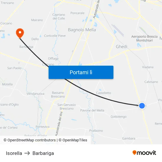 Isorella to Barbariga map