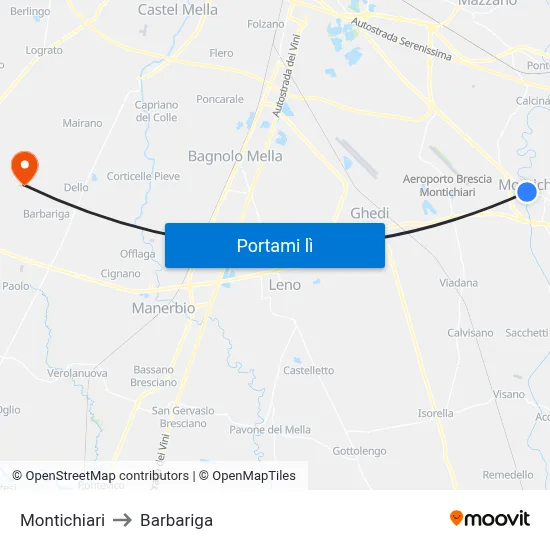Montichiari to Barbariga map