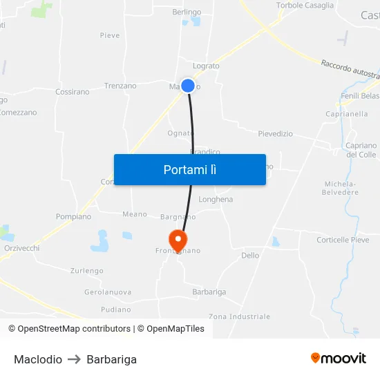 Maclodio to Barbariga map