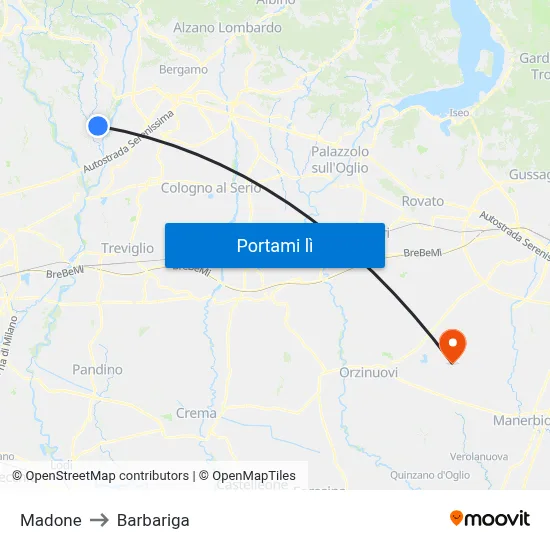 Madone to Barbariga map
