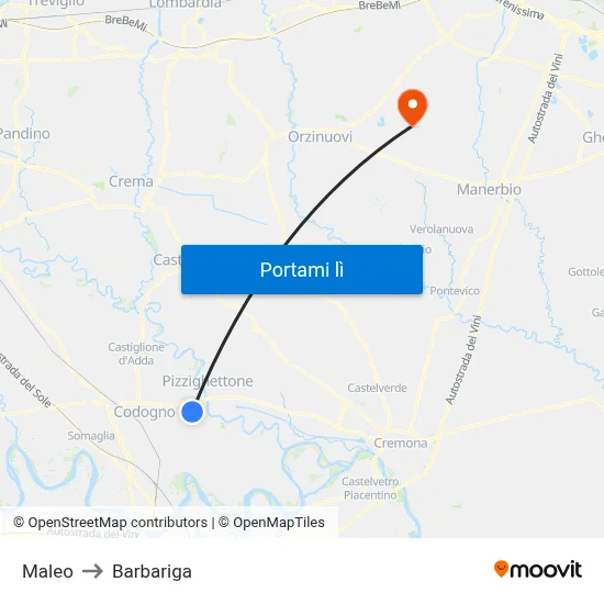 Maleo to Barbariga map