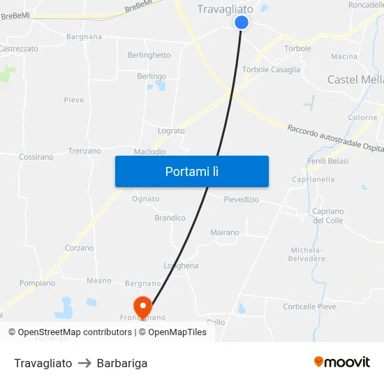 Travagliato to Barbariga map