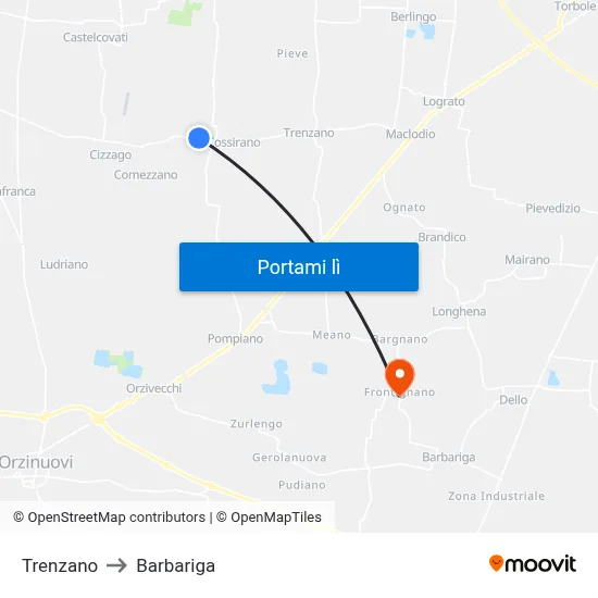 Trenzano to Barbariga map